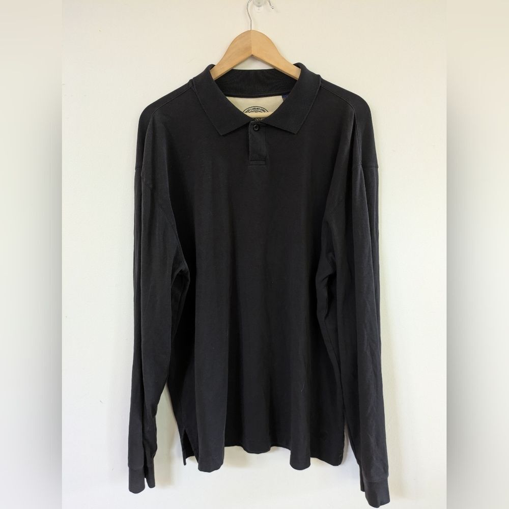 Nat Nast Men's Pima Cotton Black Long Sleeve Polo Shirt L Large